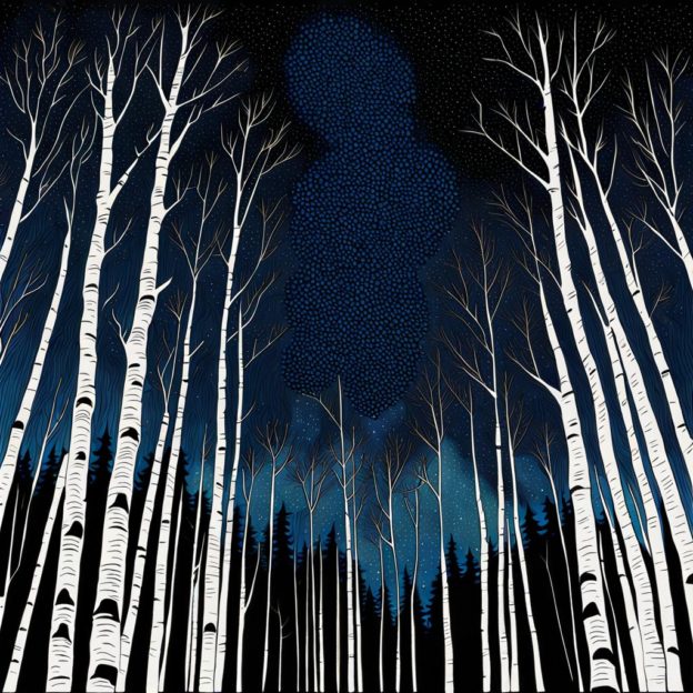 Birch Trees Look to the Stars by ai-anaia